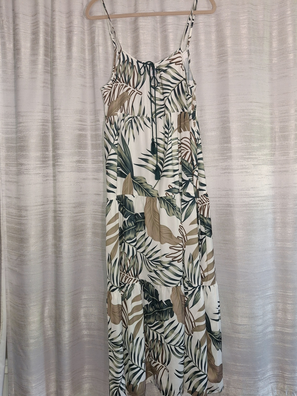 LuLaRoe Tropical Leaf-Print Maxi Dress in Green & Tan Small